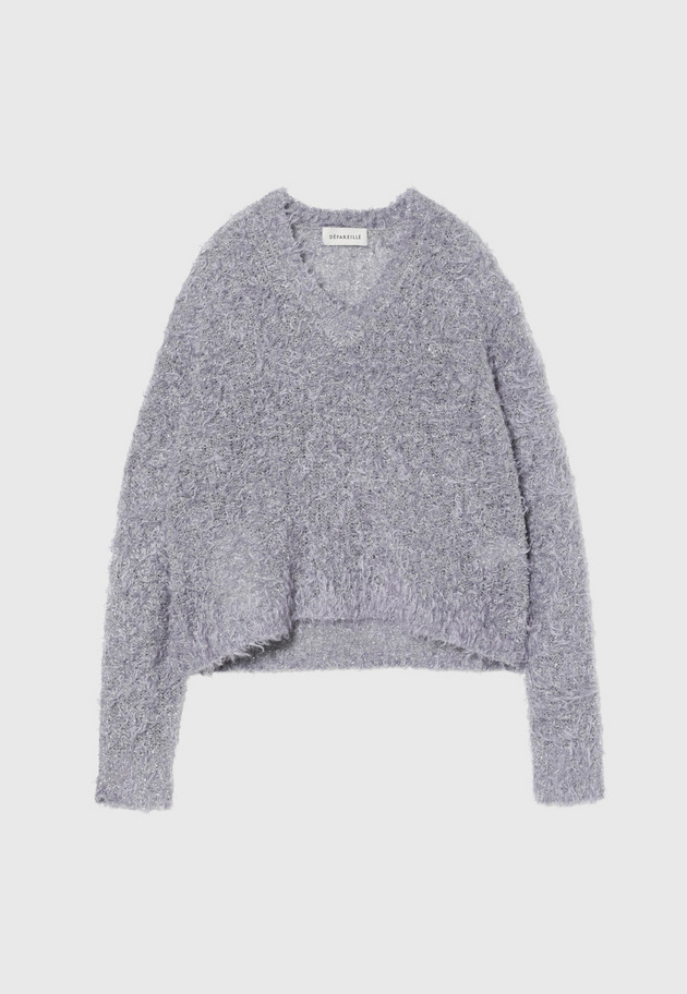 MOHAIR GLITTER SHAGGY V NECK / モヘヤグリッターシャギーVネック 詳細画像 Gray 1