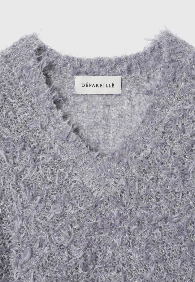 MOHAIR GLITTER SHAGGY V NECK / モヘヤグリッターシャギーVネック 詳細画像 Gray 3