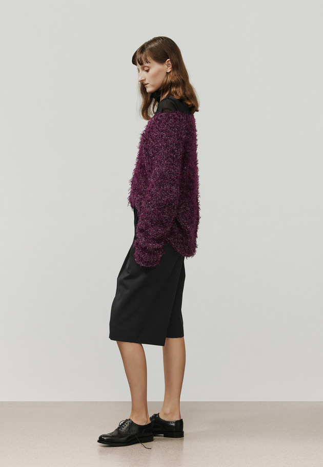 MOHAIR GLITTER SHAGGY V NECK / モヘヤグリッターシャギーVネック 詳細画像 Purple 2