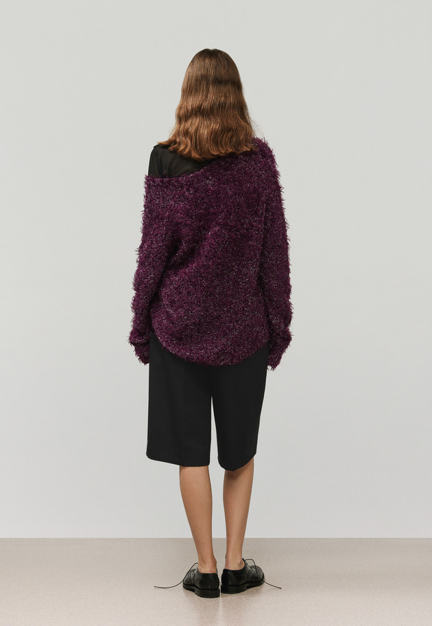 MOHAIR GLITTER SHAGGY V NECK / モヘヤグリッターシャギーVネック 詳細画像 Purple 3