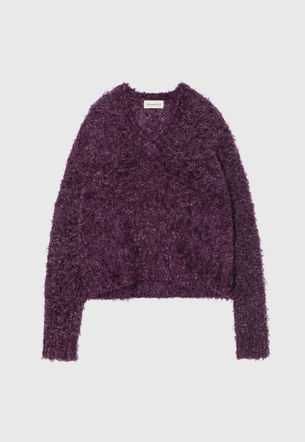 MOHAIR GLITTER SHAGGY V NECK / モヘヤグリッターシャギーVネック 詳細画像 Purple 5