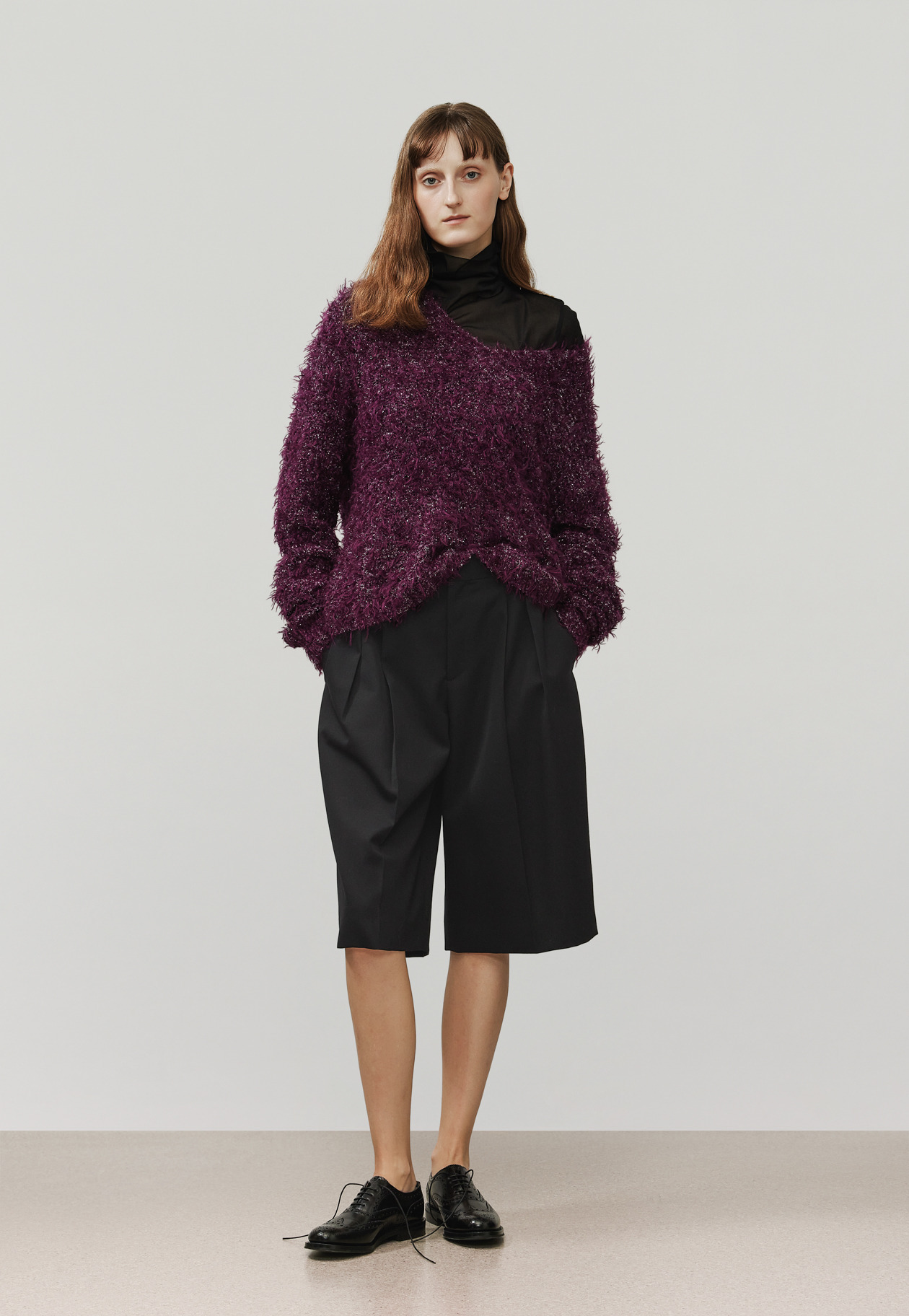 MOHAIR GLITTER SHAGGY V NECK / モヘヤグリッターシャギーVネック 詳細画像 Purple 1