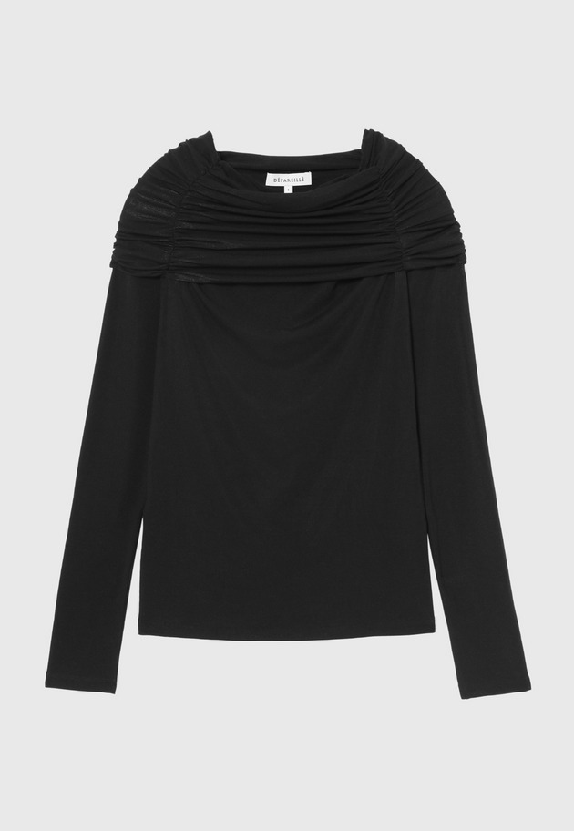 LYOCELL BARE OFF-SHOULDER / リヨセルベアオフショルダー 詳細画像 Black 1