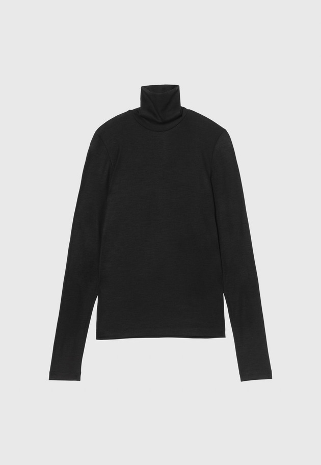 WOOL JERSEY TURTLE / ウールジャージータートル 詳細画像 Black 1