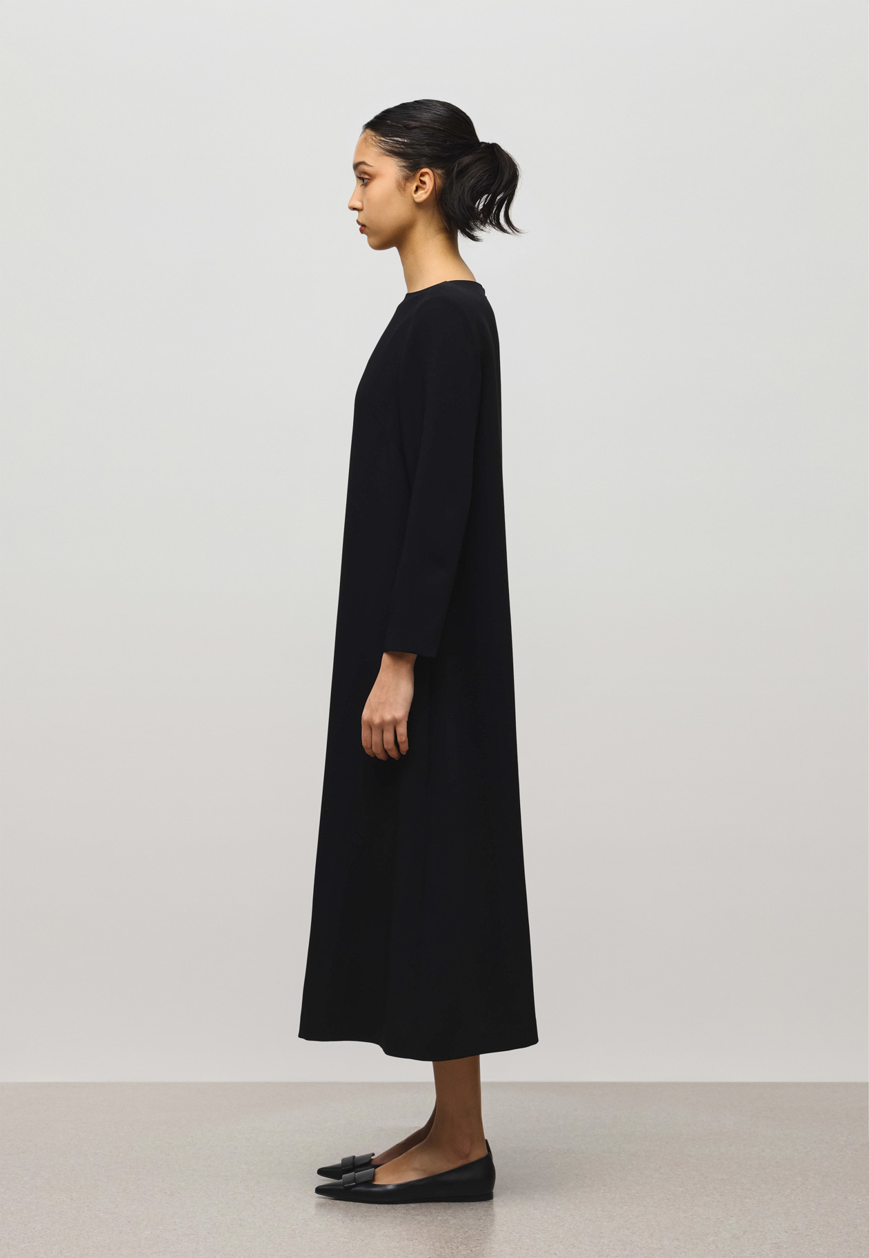 GEORGETTE LONG SLEEVE DRESS 詳細画像 Black 2