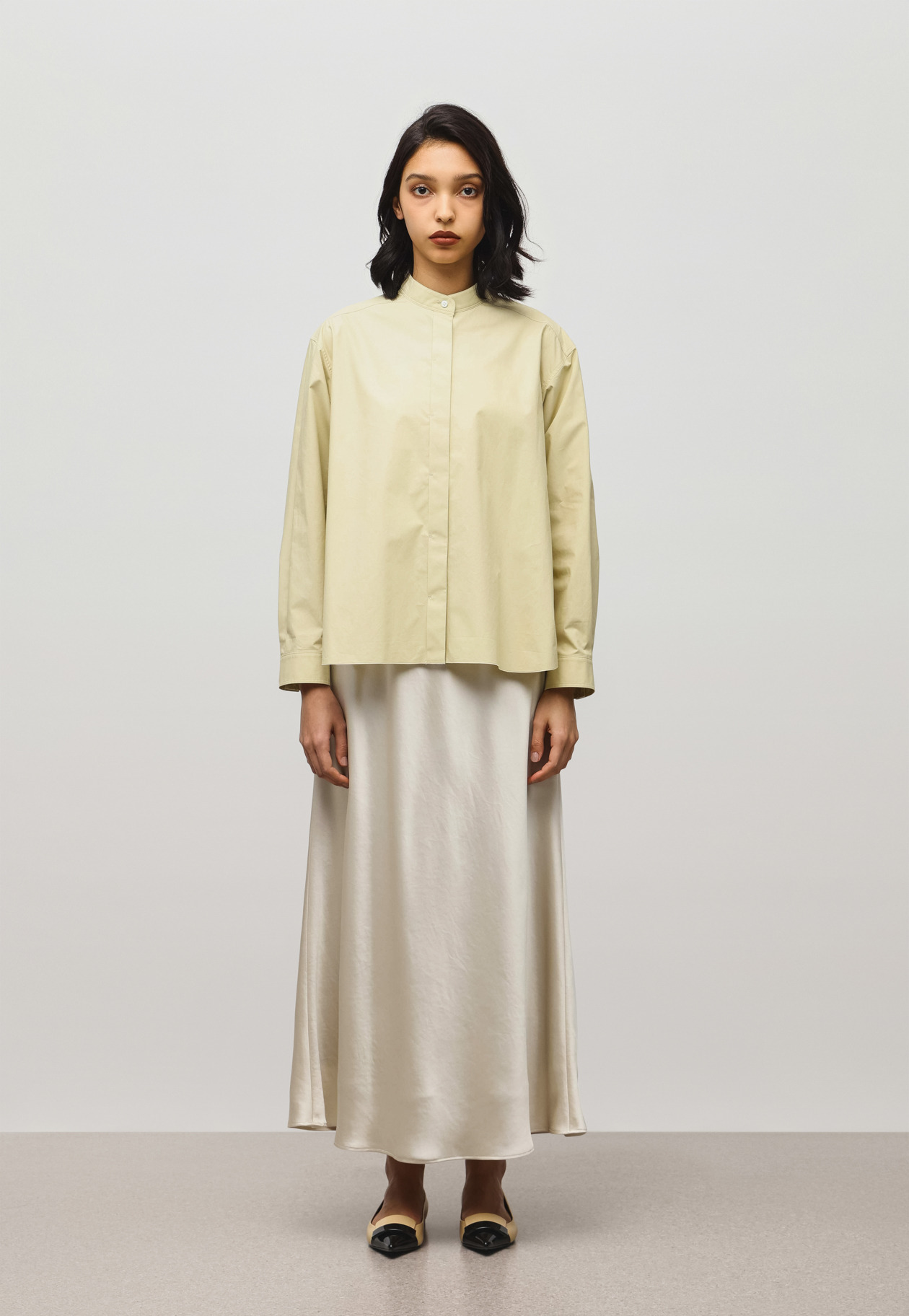 COTTON SILK NO COLLAR BLOUSE 詳細画像 Beige 1