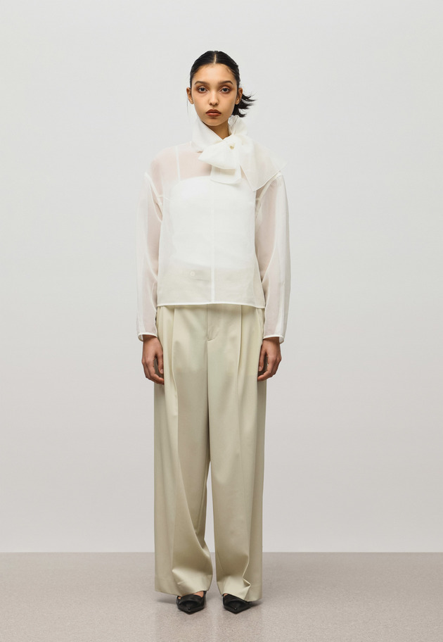 SILK ORGANDY BOW BLOUSE 詳細画像 Ivory 1