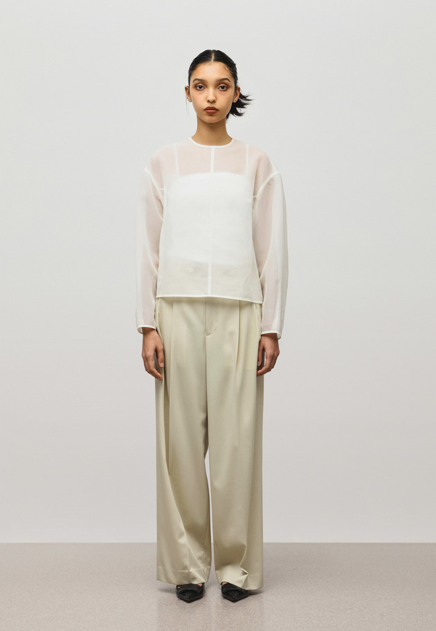 SILK ORGANDY BOW BLOUSE 詳細画像 Ivory 2