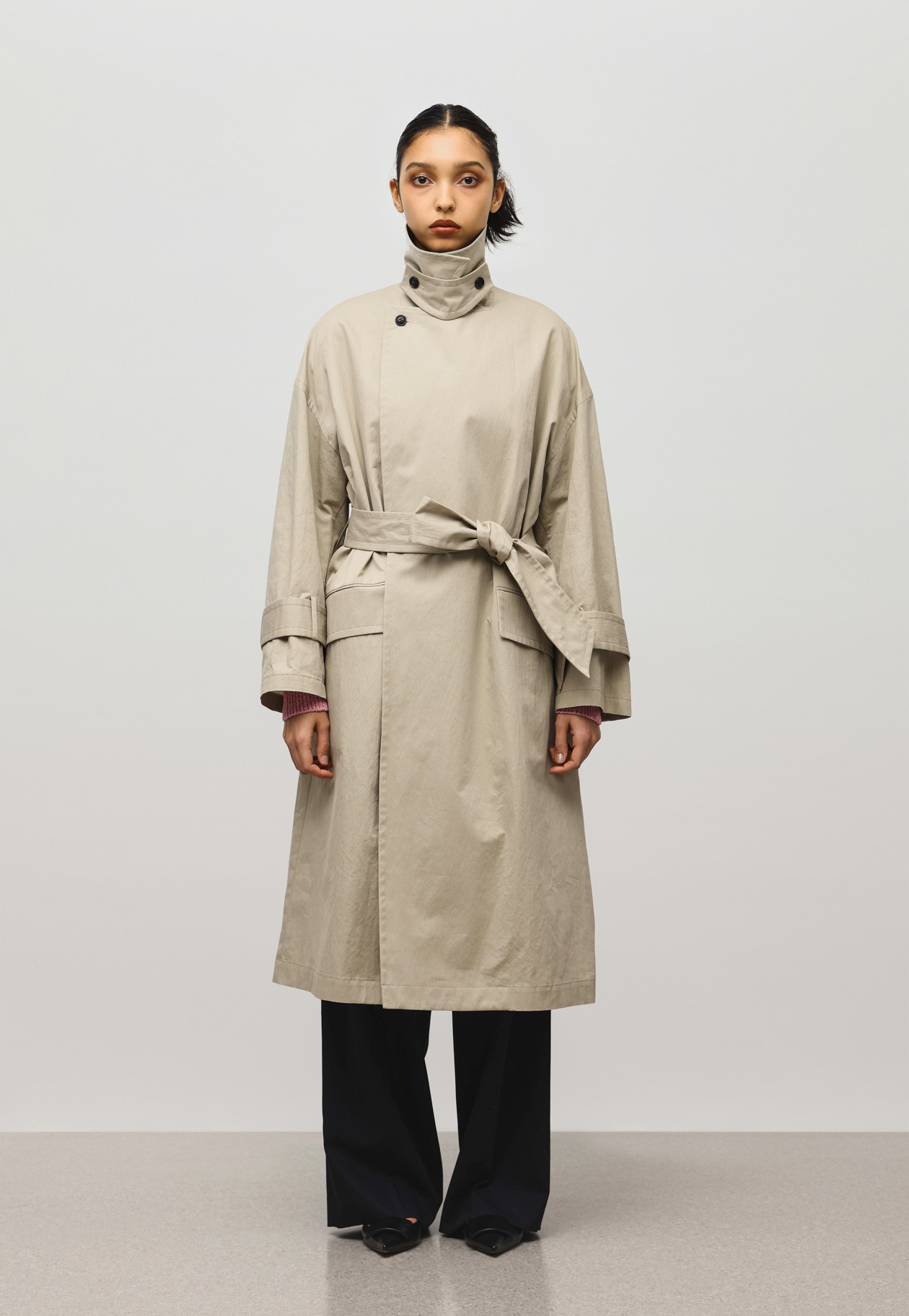 COTTON NYLON LONG COAT 詳細画像 Beige 1