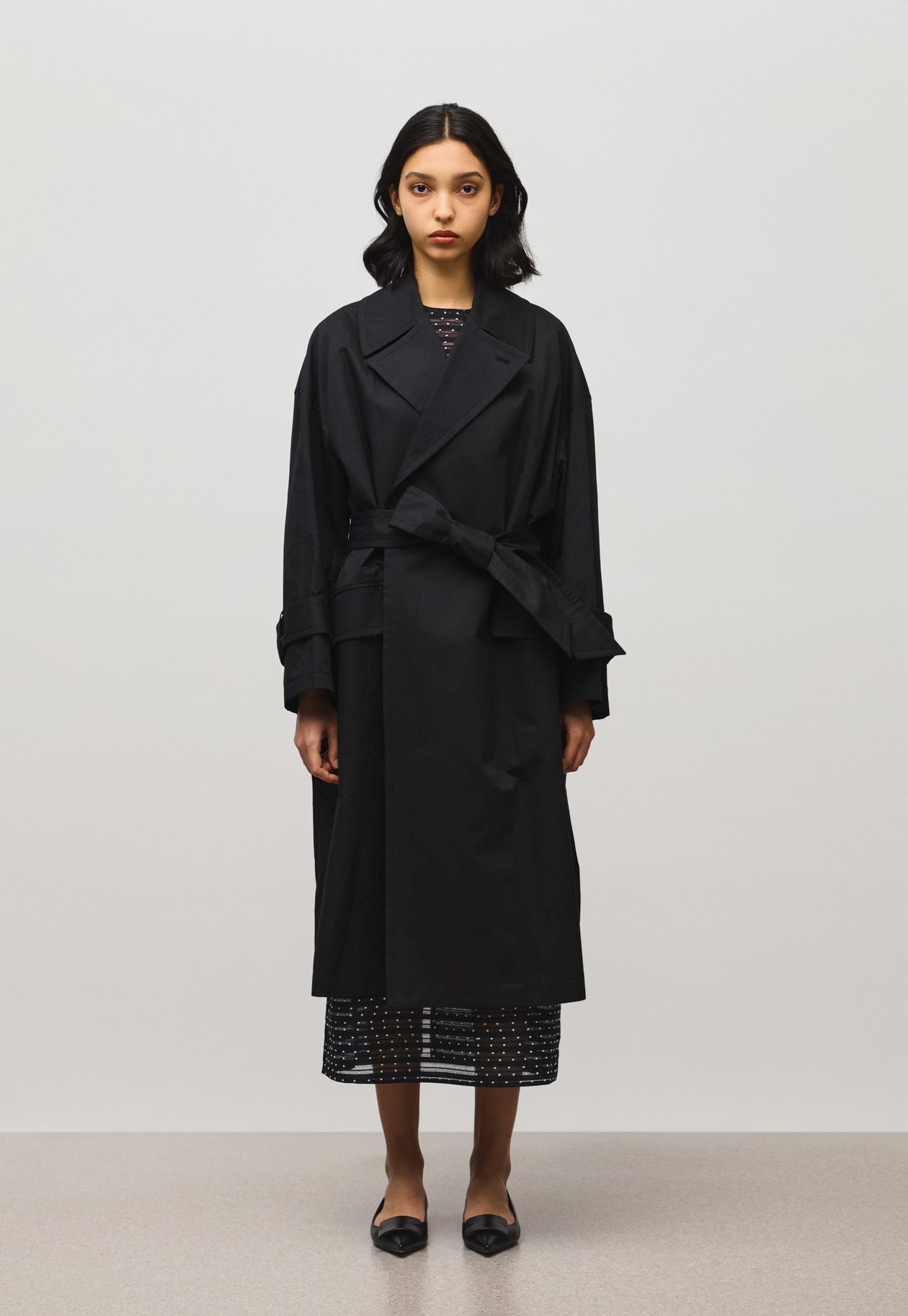 COTTON NYLON LONG COAT 詳細画像 Black 1