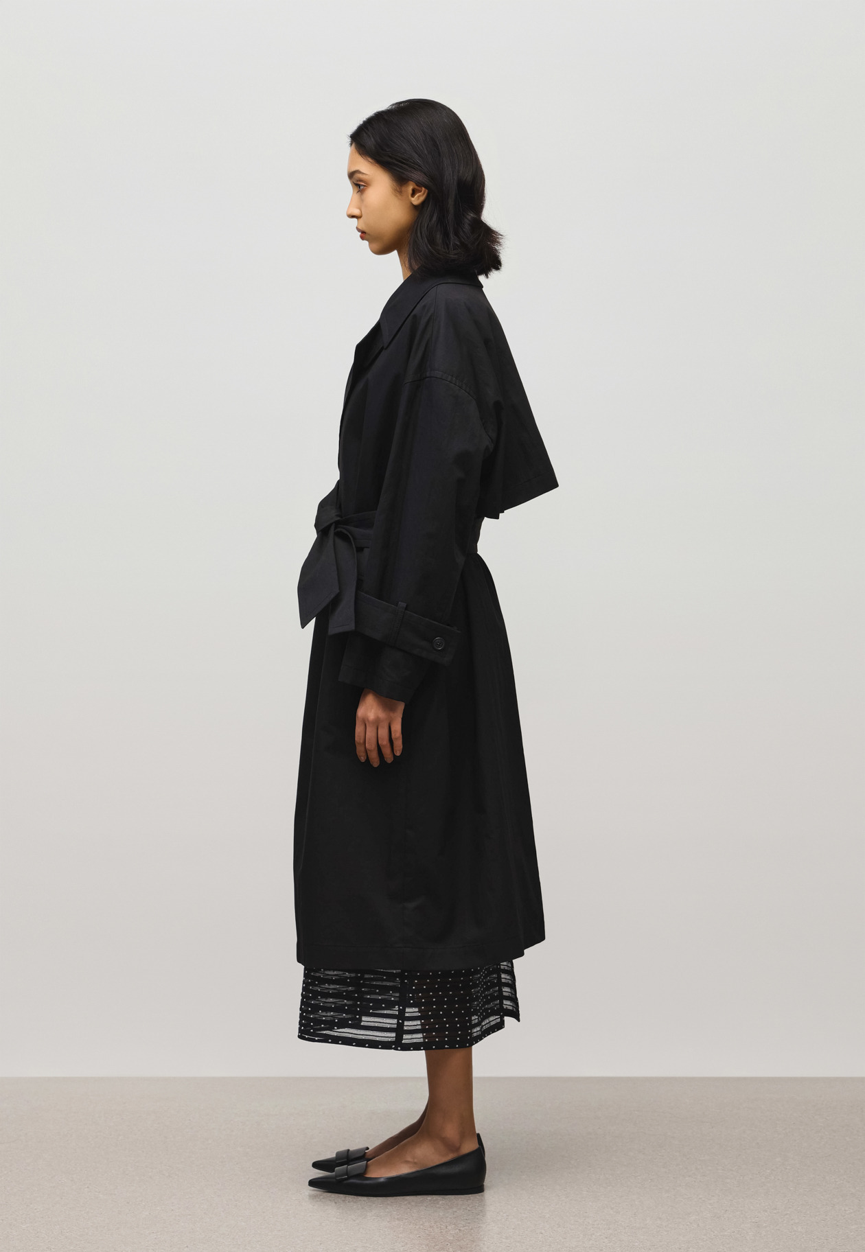 COTTON NYLON LONG COAT 詳細画像 Black 2