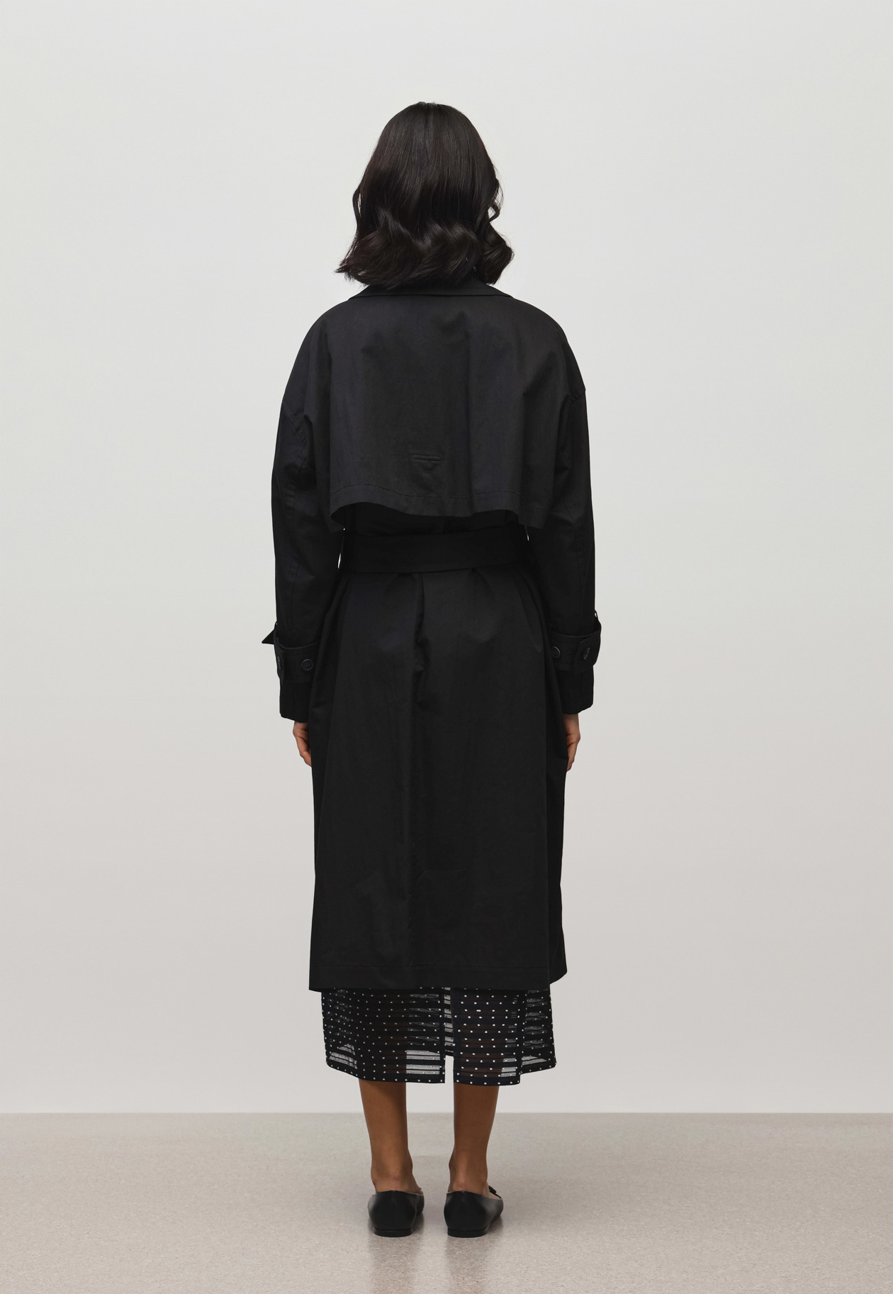 COTTON NYLON LONG COAT 詳細画像 Black 3