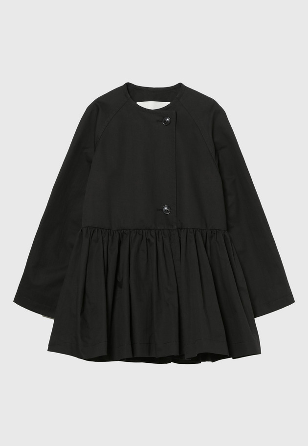 COTTON NYLON PEPLUM SHORT COAT 詳細画像 Black 2