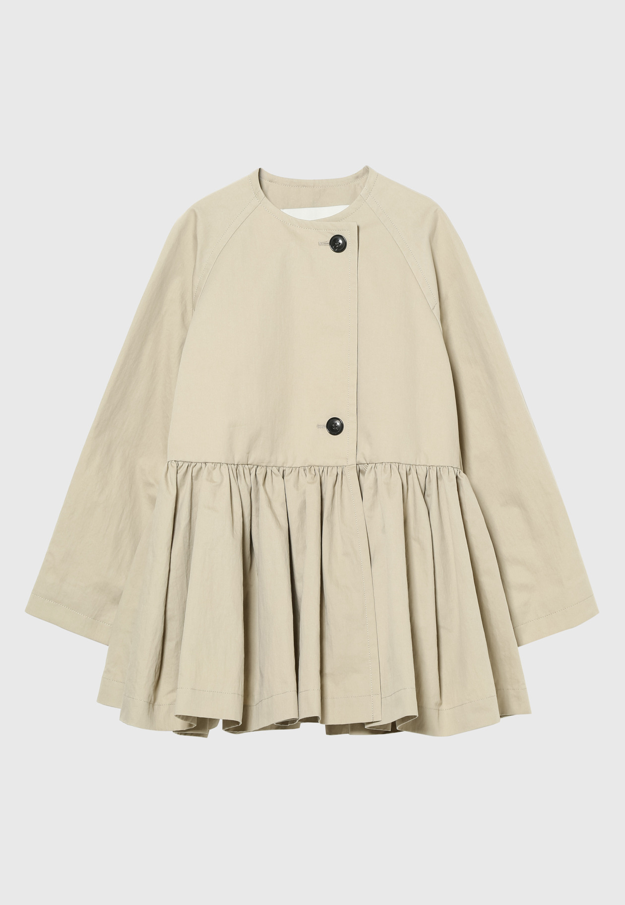 COTTON NYLON PEPLUM SHORT COAT 詳細画像 Beige 5