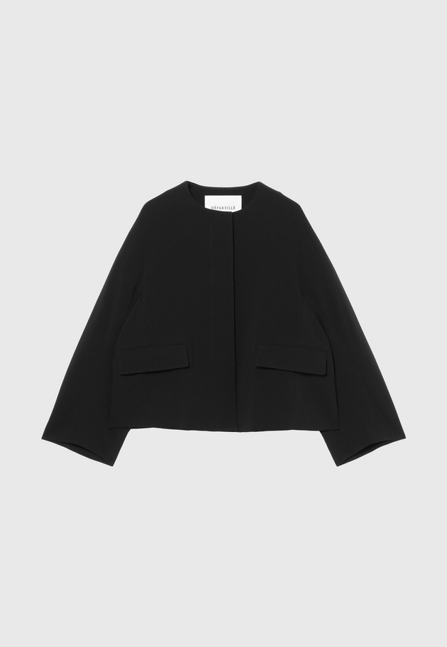 GEORGETTE NO COLLAR JACKET 詳細画像 Black 1