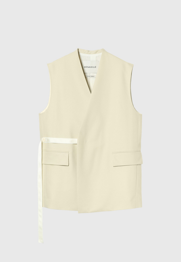 WOOL NYLON TWILL GILET 詳細画像 Beige 2