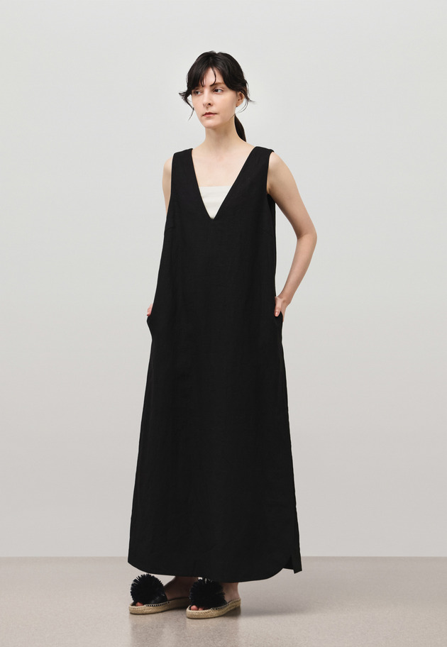 WASHER LINEN DRESS / ワッシャーリネンドレス 詳細画像 Black 2
