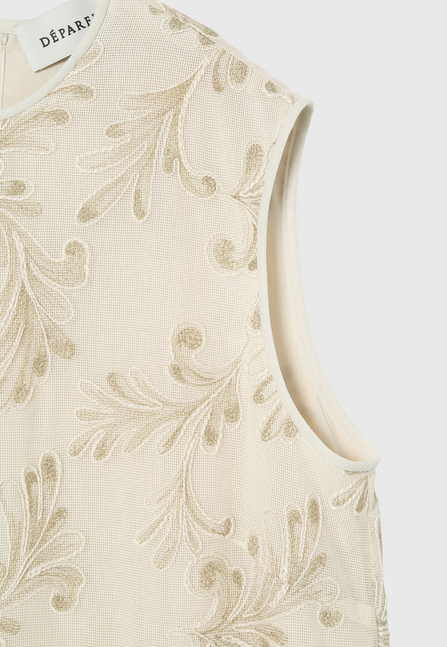 EMBROIDERY NO SLEEVE DRESS / エンブロイダリーノースリーブドレス 詳細画像 Beige 9