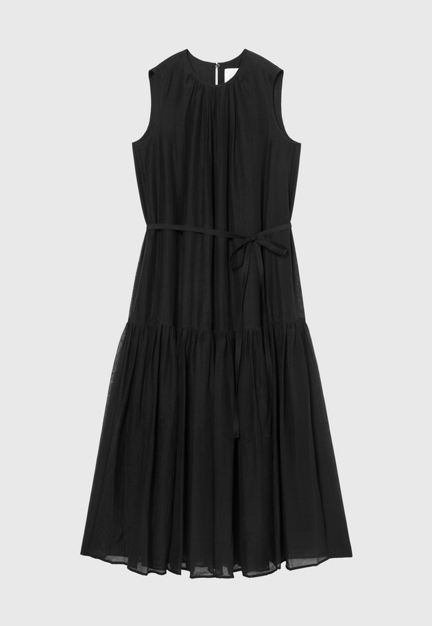 COTTON NYLON SHEER TIERED DRESS / コットンナイロンシアーティアードドレス 詳細画像 Black 2