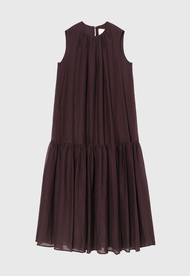 COTTON NYLON SHEER TIERED DRESS / コットンナイロンシアーティアードドレス 詳細画像 Brd 1