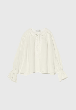 LINEN LACE UP BLOUSE / リネンレースアップブラウス