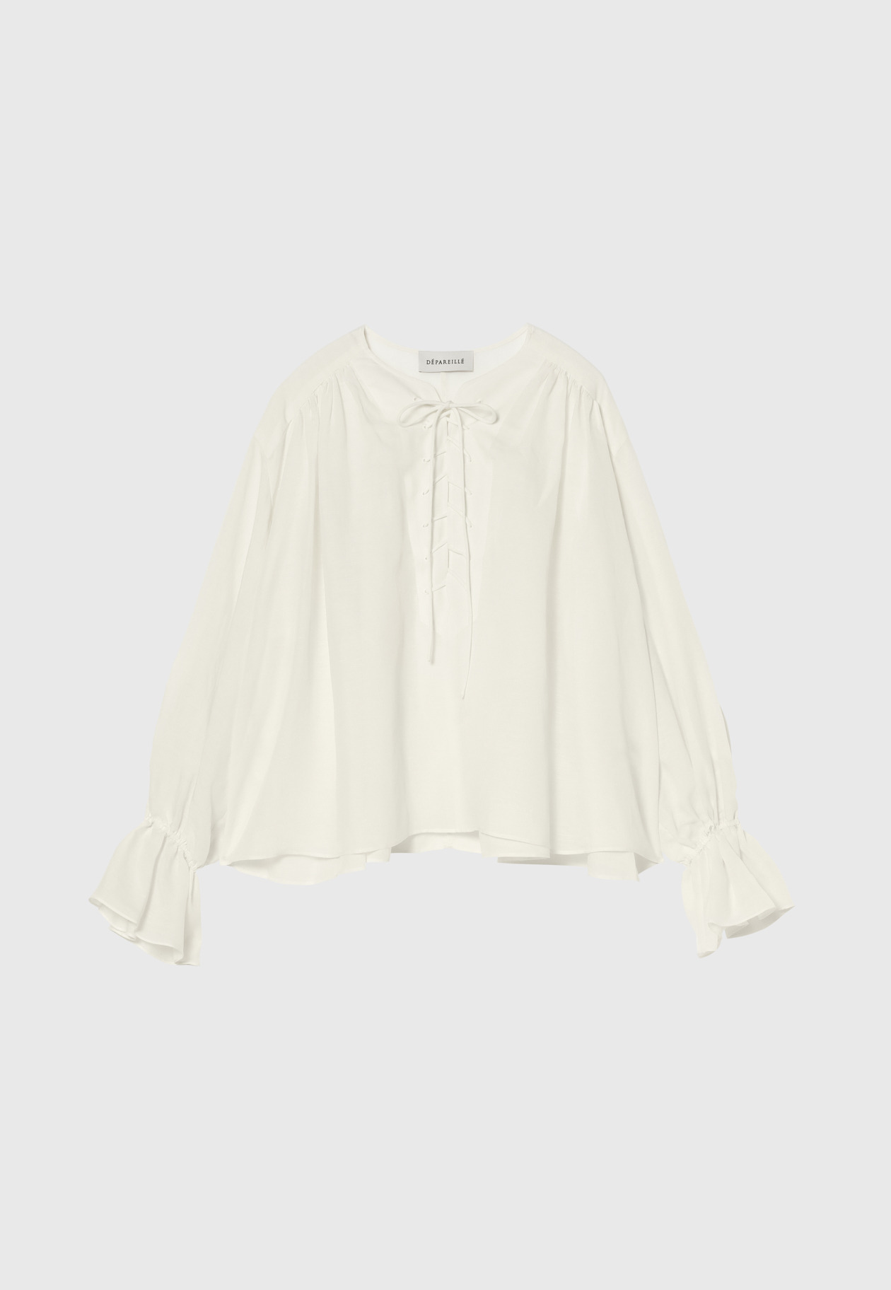 LINEN LACE UP BLOUSE / リネンレースアップブラウス 詳細画像 OW 1