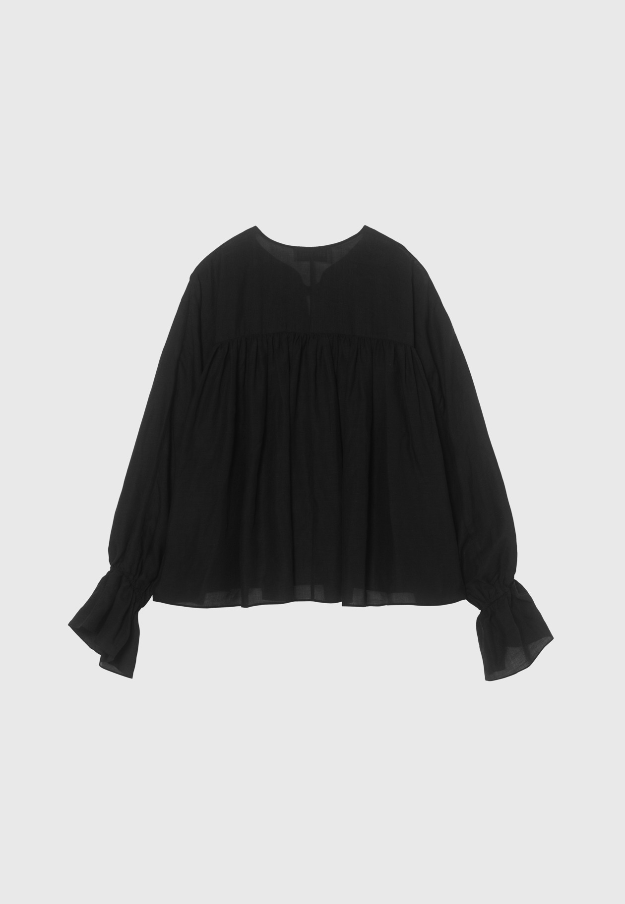 LINEN LACE UP BLOUSE / リネンレースアップブラウス 詳細画像 Black 8