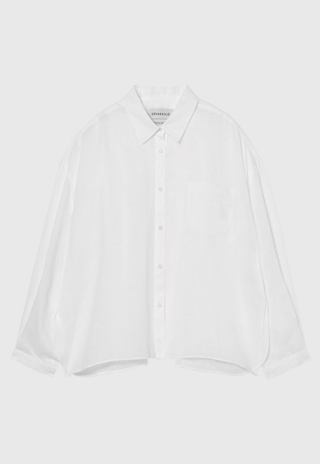 RAMIE REGULAR COLLAR SHIRT / ラミーレギュラーカラーシャツ 詳細画像 White 1