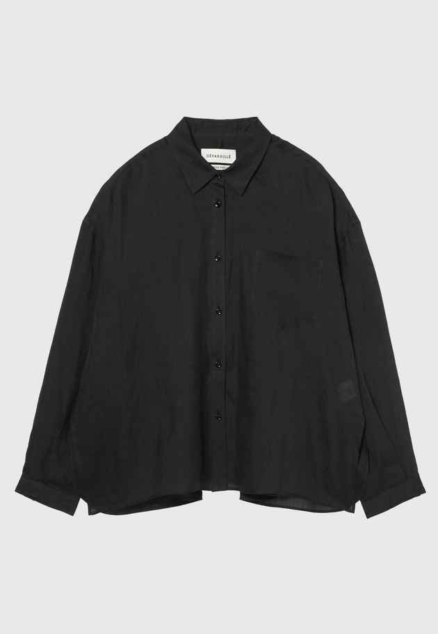 RAMIE REGULAR COLLAR SHIRT / ラミーレギュラーカラーシャツ 詳細画像 Black 1