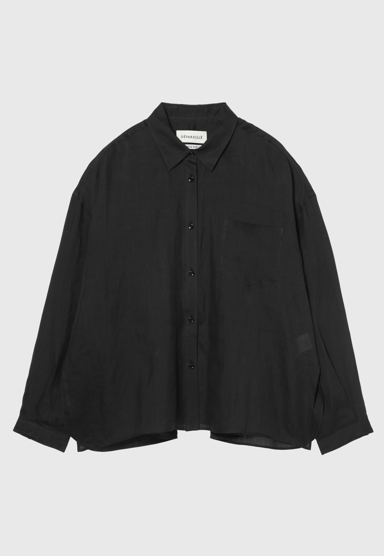 RAMIE REGULAR COLLAR SHIRT / ラミーレギュラーカラーシャツ 詳細画像 Black 1