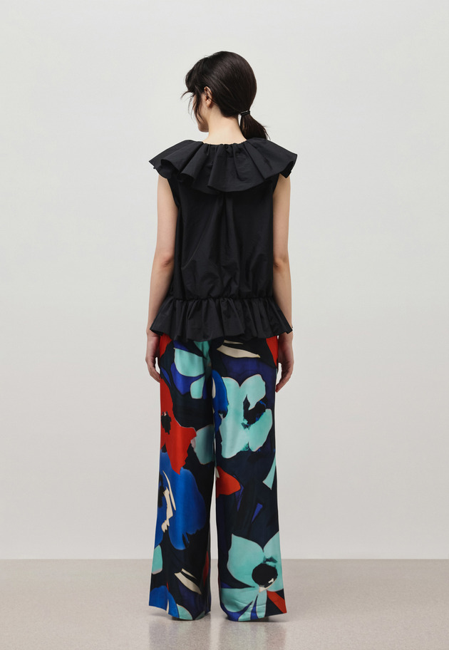 WASHER TAFFETA RUFFLE NO SLEEVE BLOUSE / ワッシャータフタラッフルノースリーブブラウス 詳細画像 Black 5