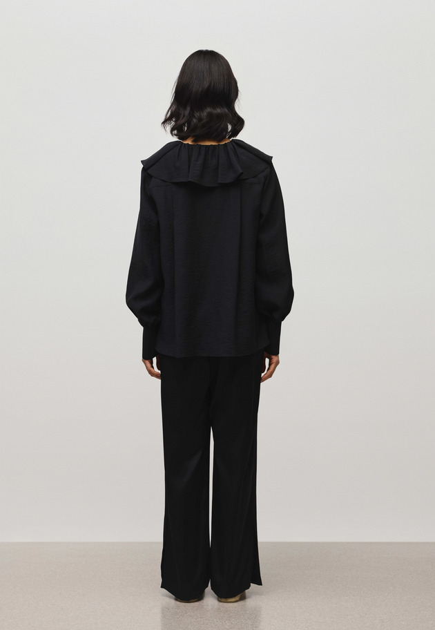 SHEER SILK RUFFLE BLOUSE 詳細画像 Black 3