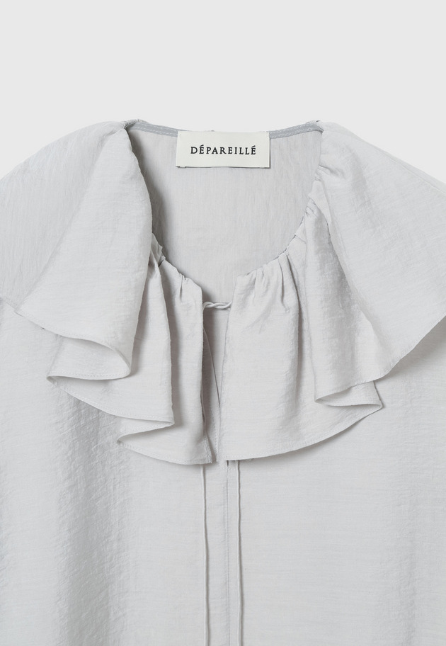 SHEER SILK RUFFLE BLOUSE / シアーシルクラッフルブラウス 詳細画像 L.GY 12