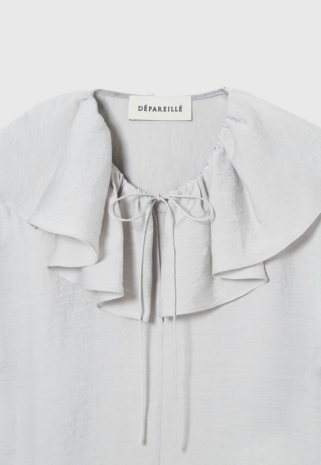 SHEER SILK RUFFLE BLOUSE / シアーシルクラッフルブラウス 詳細画像 L.GY 13
