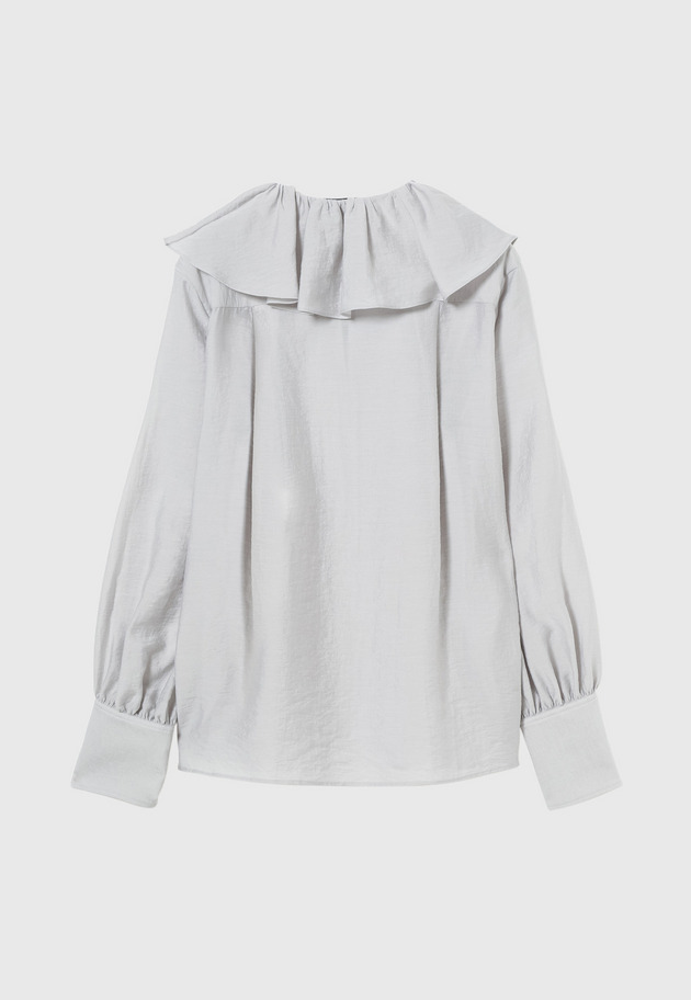 SHEER SILK RUFFLE BLOUSE 詳細画像 L.GY 5