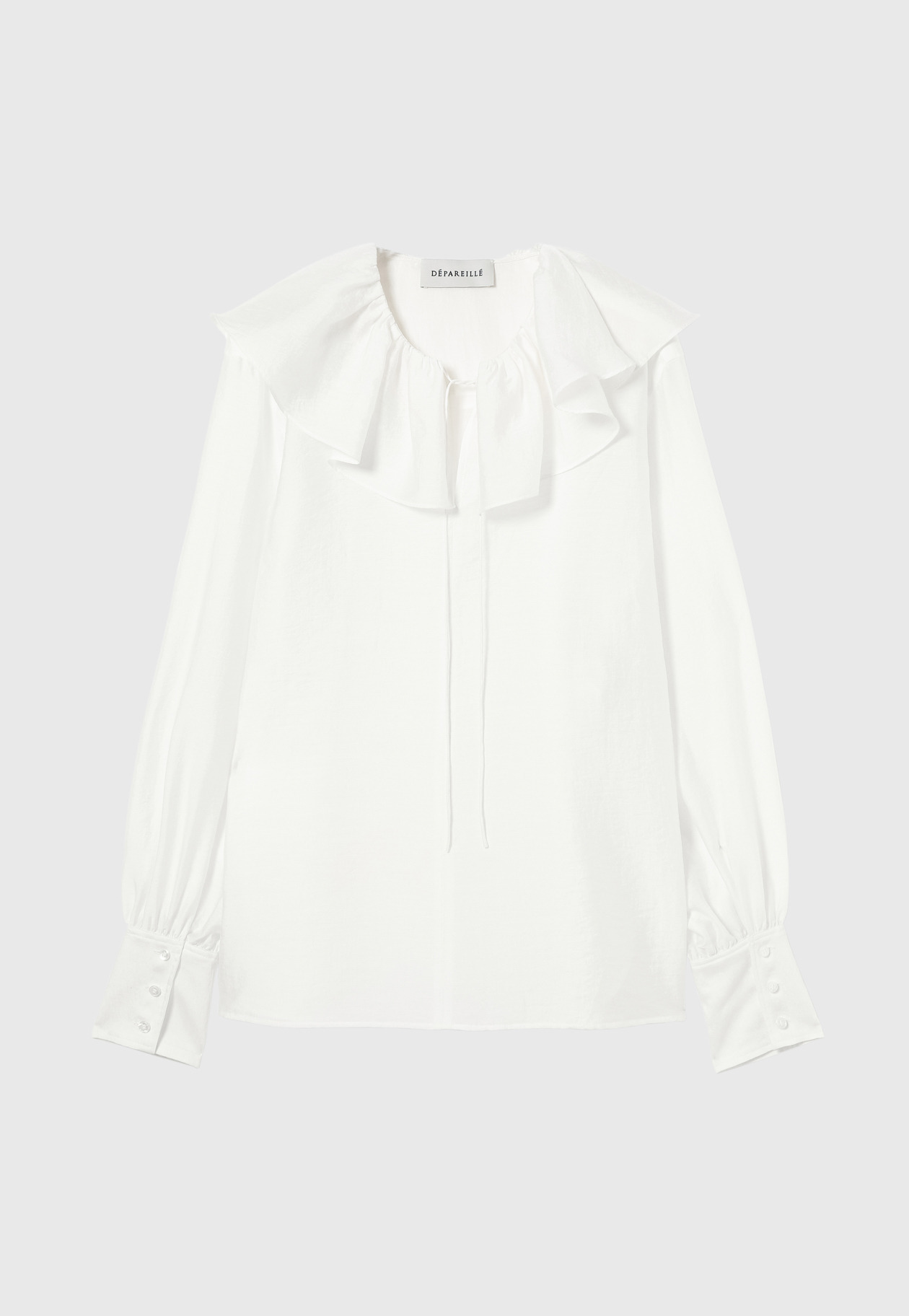 SHEER SILK RUFFLE BLOUSE 詳細画像 White 1