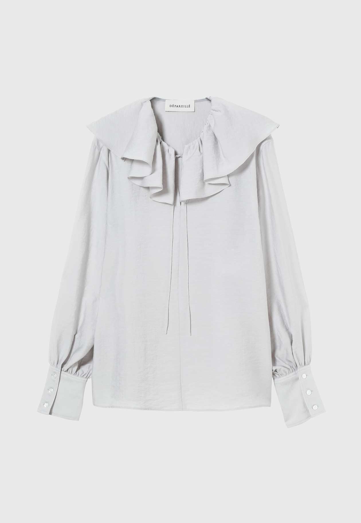 SHEER SILK RUFFLE BLOUSE / シアーシルクラッフルブラウス 詳細画像 L.GY 10