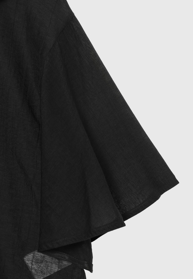 COTTON NYLON SHEER RUFFLE BLOUSE / コットンナイロンシアーラッフルブラウス 詳細画像 Black 4