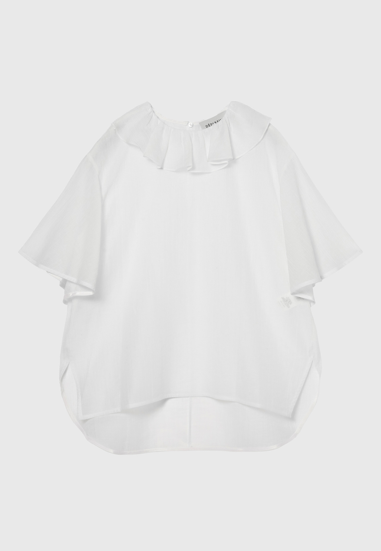 COTTON NYLON SHEER RUFFLE BLOUSE / コットンナイロンシアーラッフルブラウス 詳細画像 White 1