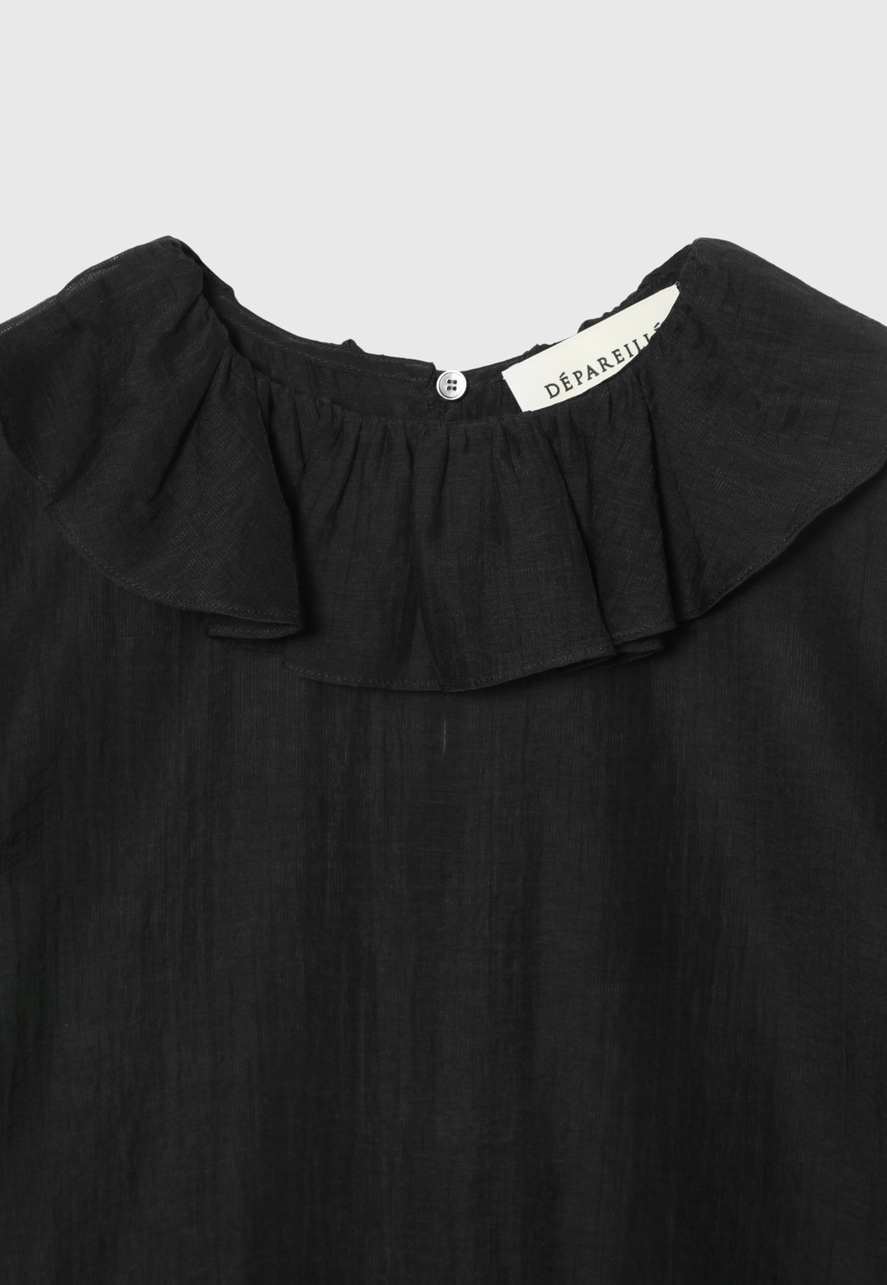 COTTON NYLON SHEER RUFFLE BLOUSE / コットンナイロンシアーラッフルブラウス 詳細画像 Black 3