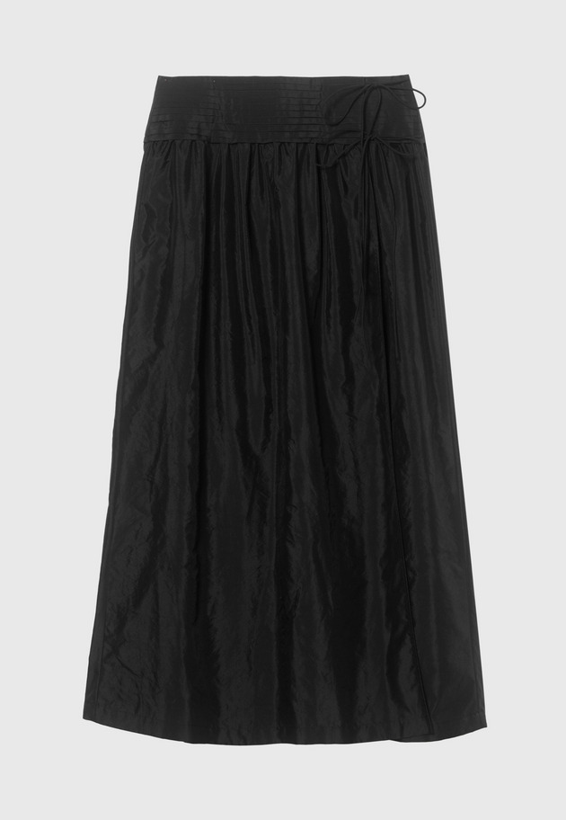 WASHER TAFFETA TUCK SKIRT / ワッシャータフタタックスカート 詳細画像 Black 4