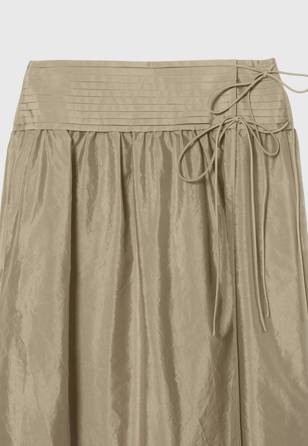 WASHER TAFFETA TUCK SKIRT / ワッシャータフタタックスカート 詳細画像 Gold 3