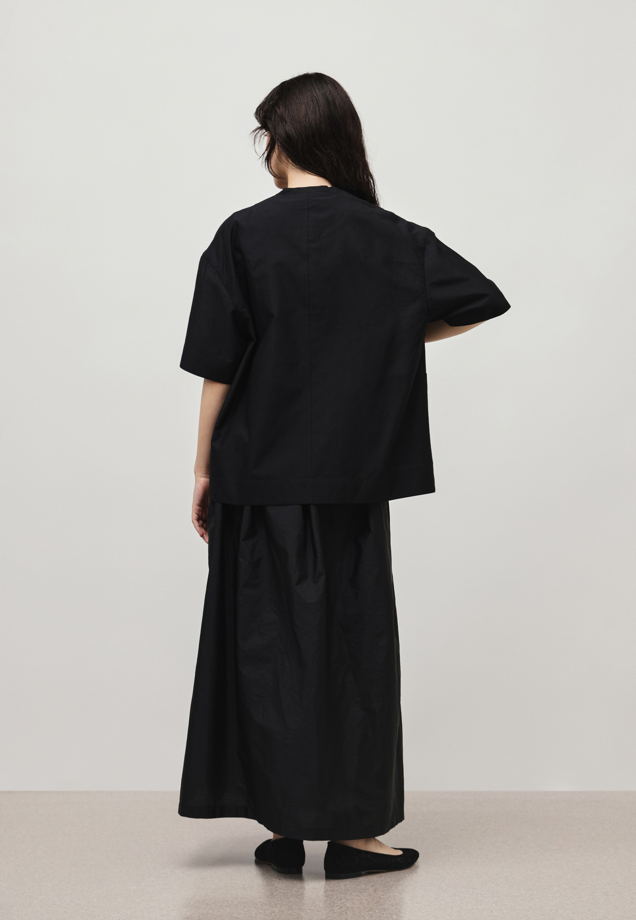 WASHER TAFFETA TUCK SKIRT / ワッシャータフタタックスカート 詳細画像 Black 7
