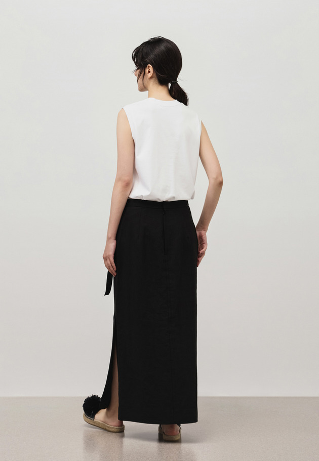 WASHER LINEN SKIRT / ワッシャーリネンスカート 詳細画像 Black 4