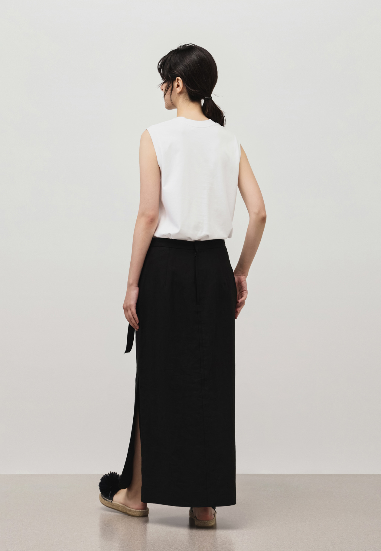 WASHER LINEN SKIRT / ワッシャーリネンスカート 詳細画像 Black 4
