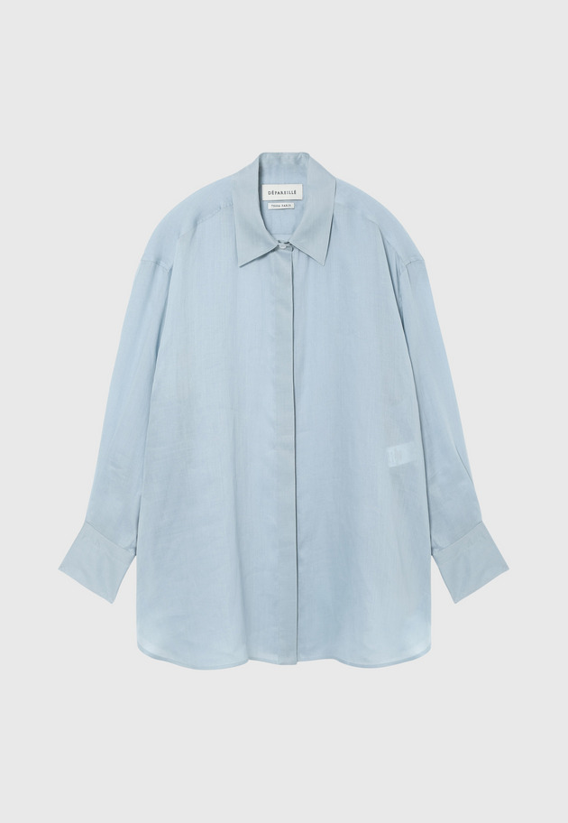 	RAMIE TWILL REGULAR COLLAR SHIRT / ラミーツイルレギュラーシャツ 詳細画像 Sax 1