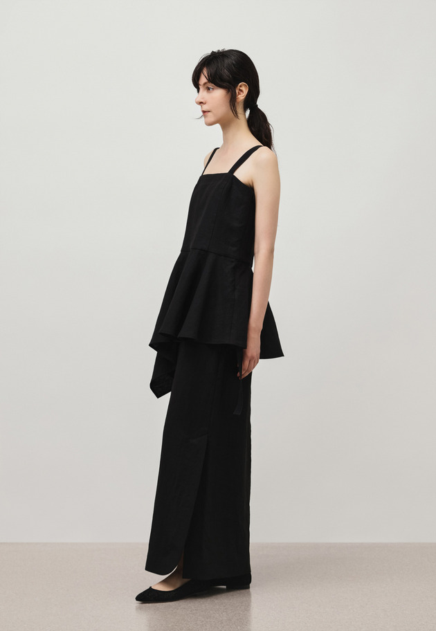 WASHER LINEN BUSTIER / ワッシャーリネンビスチェ 詳細画像 Black 4