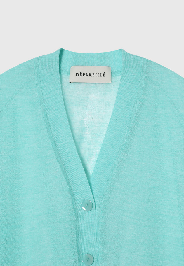 SHEER V NECK CARDIGAN / シアーVネックカーディガン 詳細画像 Mint 7