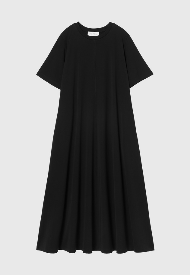 SMOOTH JERSEY SHORT SLEEVE DRESS / スムースジャージーショートスリーブドレス 詳細画像 Black 1