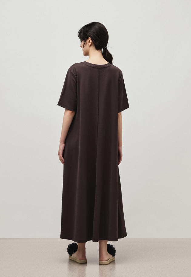 SMOOTH JERSEY SHORT SLEEVE DRESS / スムースジャージーショートスリーブドレス 詳細画像 Brown 4